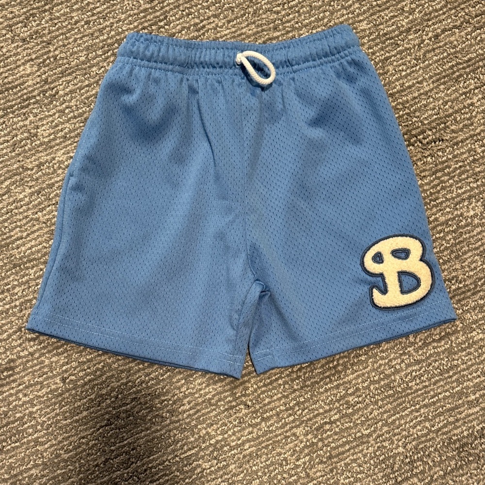 Bucketsquad Blue Kids Shorts with Letter Patch